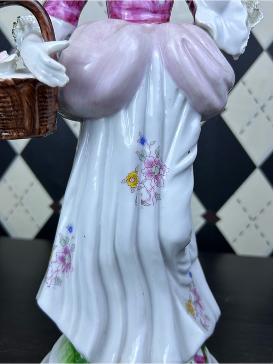 Large Victorian Lady 14” Porcelain Figurine Rococo Style 14 Inch Statue Vintage - Picture 11 of 17